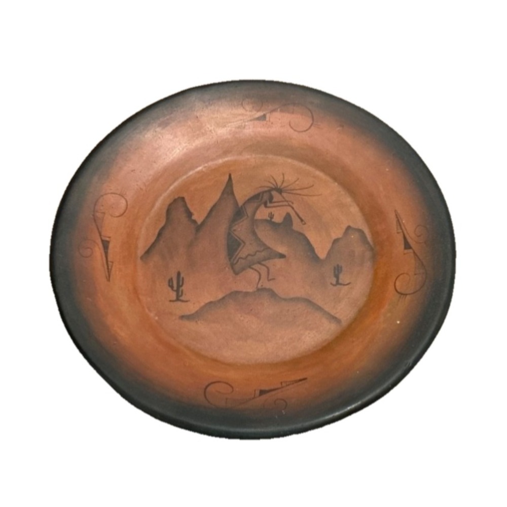 Mexican Pottery Vintage Plate Signed R. Galvin 16 1/2" D